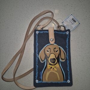 Dog Print Denim Crossbody Bag